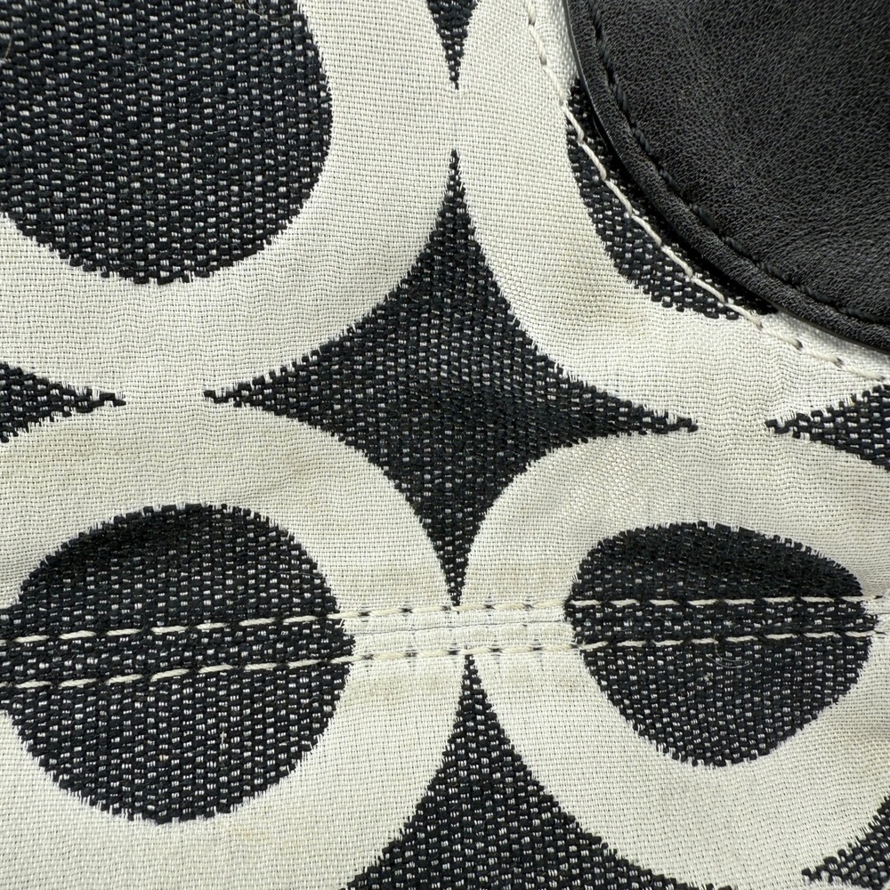 Coach 14573 Y2K Optic O Black White Canvas Tote Bag Leather Shoulder Purse - Picture 11 of 16